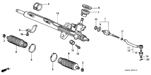 2000 Honda Accord Bush, Steering Gear Box Mounting Diagram for 53685-S84-A01