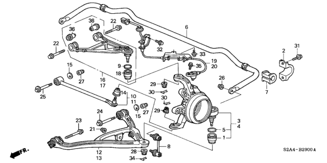 2003 Honda S2000 Arm, Right Rear (Lower) Diagram for 52350-S2A-000
