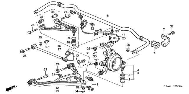 2003 Honda S2000 Sensor Assembly, Left Rear Diagram for 57475-S2A-003