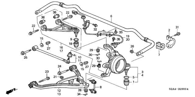 2003 Honda S2000 Arm, Right Rear Control Diagram for 52340-S2A-003