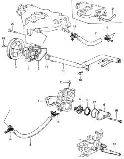 1982 Honda Civic 5 Door ** (WAGOVAN) KA HMT Water Pump - Thermostat Diagram