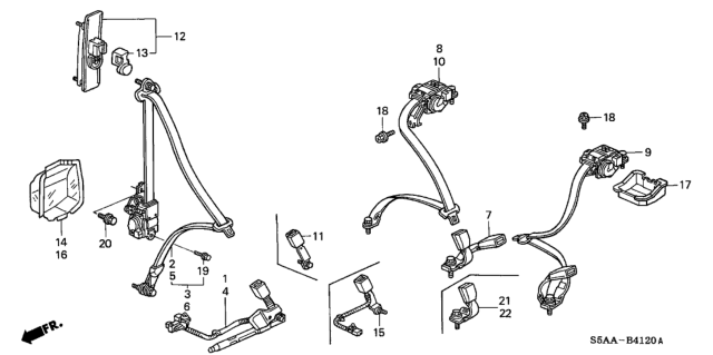 2004 Honda Civic Buckle Set, R. RR. Seat Belt *YR239L* (KI IVORY) Diagram for 04823-S5W-A00ZB