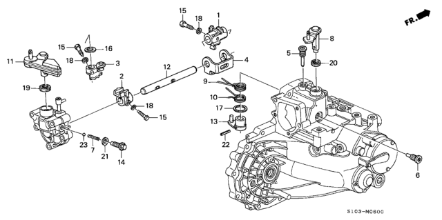 2001 Honda CR-V Shaft, Shift Arm Diagram for 24475-PBW-000