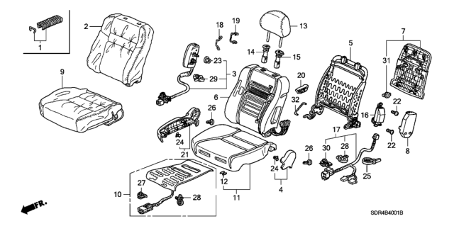 2006 Honda Accord Hybrid Cover, R. Reclining *YR239L* (KI IVORY) Diagram for 81238-SDA-A01ZC