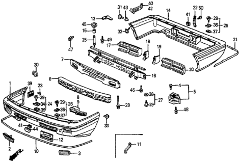 1987 Honda Prelude Bracket, FR. License Plate Diagram for 62591-SB0-670