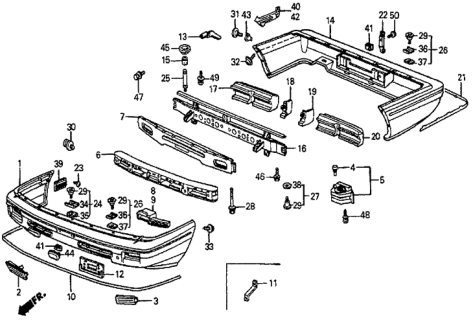 1987 Honda Prelude Face, Rear Bumper Diagram for 84111-SB0-662ZZ