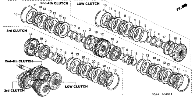 2004 Honda Civic 4 Door LX (SIDE SRS) KA 4AT AT Clutch Diagram