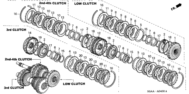 2004 Honda Civic Disk, Clutch Diagram for 22544-RJM-003