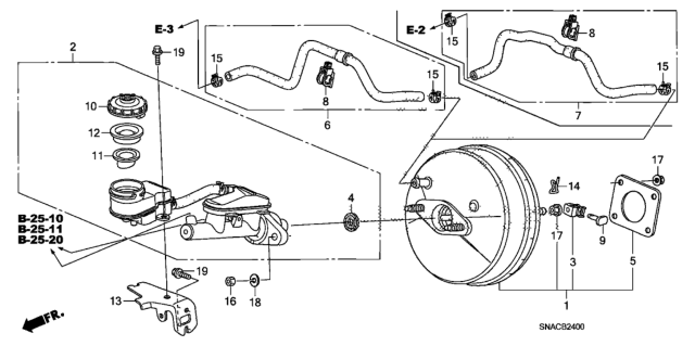 2010 Honda Civic Brake Master Cylinder  - Master Power Diagram