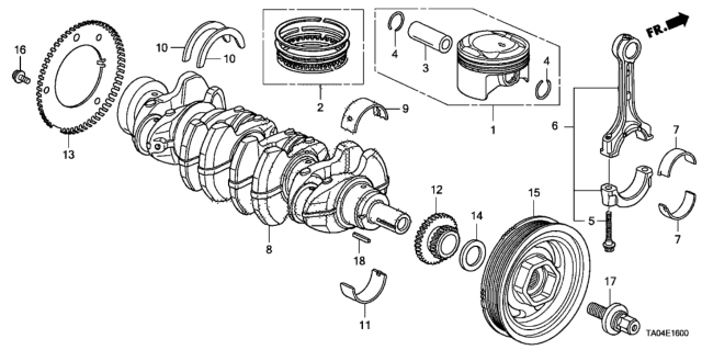 2010 Honda Accord Bearing B, Main (Lower) (Black) (Daido) Diagram for 13342-PNA-003