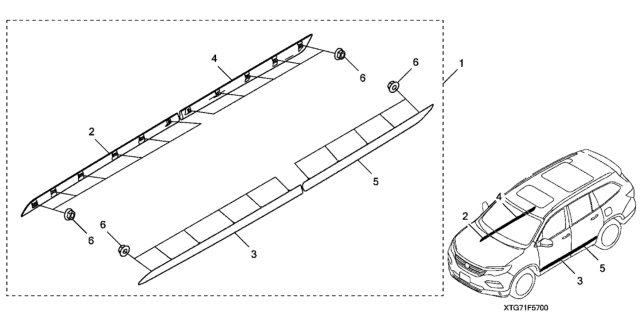2017 Honda Pilot Lower Door Garnish Diagram