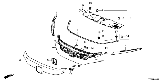 2020 Honda Civic Cover, FR. Bulkhead Diagram for 74127-TEA-T00