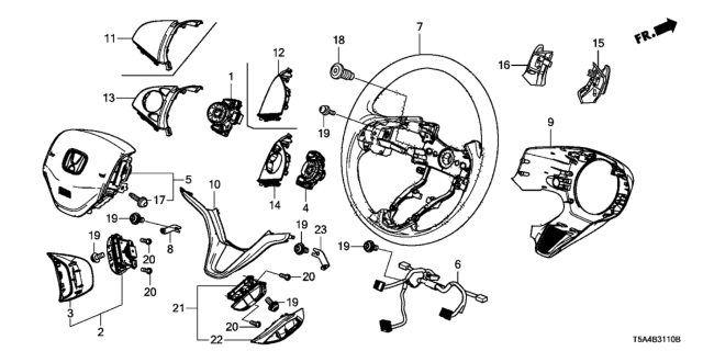 2018 Honda Fit Switch Assembly, Audio Remote Diagram for 35880-T5A-J02