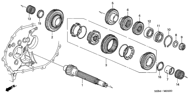 2003 Honda Civic Gear Set, Countershaft Second Diagram for 23432-PZB-305