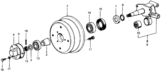 1975 Honda Civic 3 Door ** (1500) KA HMT Rear Brake Drum Diagram