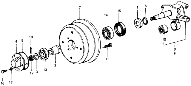 1977 Honda Civic Carrier, Right Rear Hub Diagram for 52210-659-000