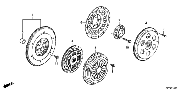 2012 Honda CR-Z 3 Door EX (NV) KA CVT Clutch - Flywheel Diagram