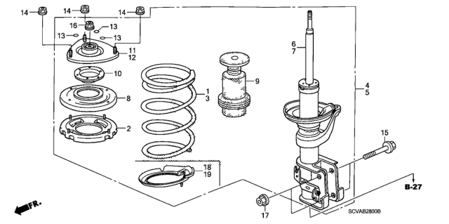 2010 Honda Element Bearing, Front Shock Absorber Mount Diagram for 51726-S5A-004