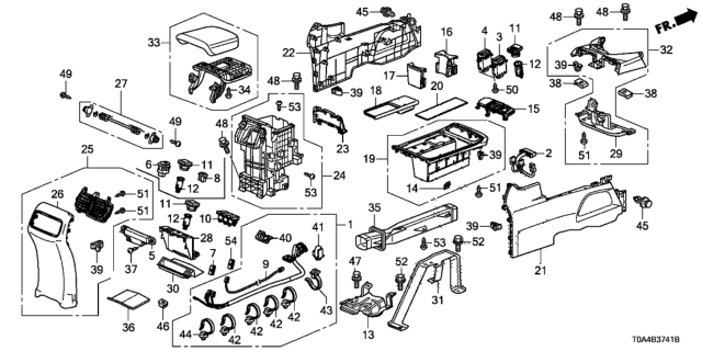 2015 Honda CR-V Bracket, FR. Center Console Diagram for 83411-T0A-U01