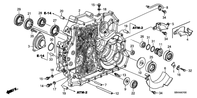 2008 Honda Pilot 5 Door EX (2WD) KA 5AT AT Torque Converter Case Diagram