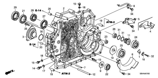 2008 Honda Pilot AT Torque Converter Case Diagram