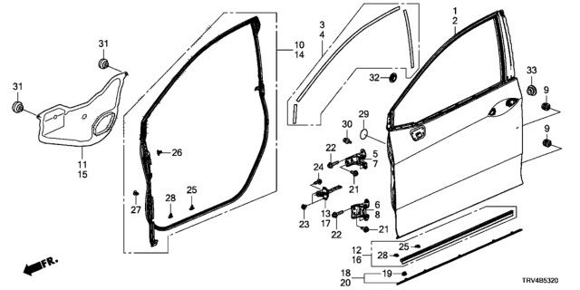 2017 Honda Clarity Electric 4 Door TRNG (CLARITY ELC) KA 1AT Front Door Panels Diagram