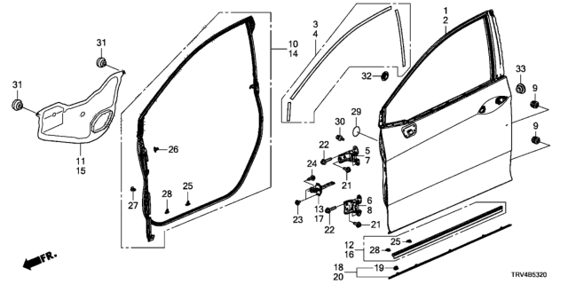 2019 Honda Clarity Electric Front Door Panels Diagram