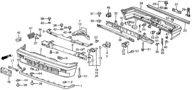 1987 Honda Civic Stay, L. RR. Bumper Diagram for 84135-SB4-680ZZ