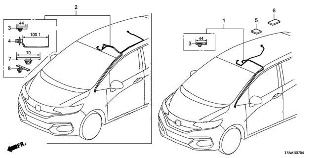 2019 Honda Fit Wire Intr Diagram for 32155-T5R-AB0