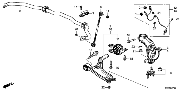2019 Honda Clarity Electric Stabilizer Complete, Front Diagram for 51300-TRV-A01