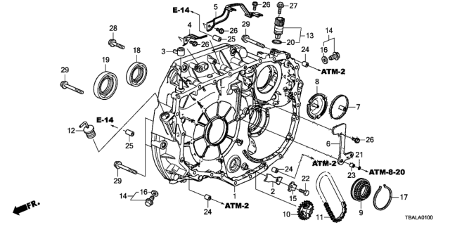2020 Honda Civic AT Torque Converter Case Diagram