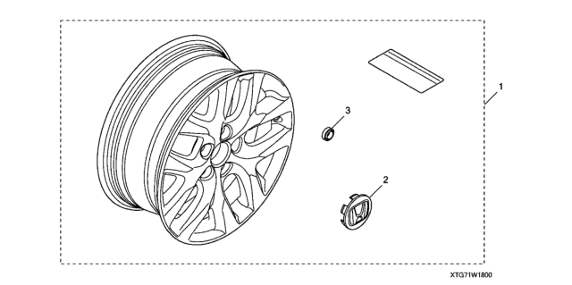 2021 Honda Pilot 5 Door LX (2WD/SENSING) KA 9AT Alloy Wheel Diagram 1