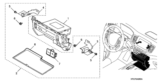 2019 Honda Passport CD Player & Attachment (Monitor Display Audio) Diagram