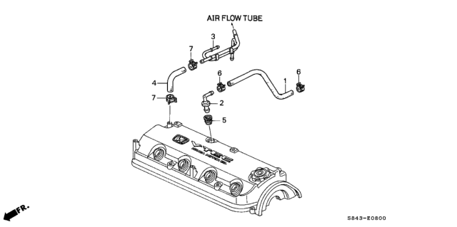 1999 Honda Accord 4 Door LX (ABS) KA 4AT Breather Tube Diagram
