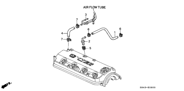 2001 Honda Accord Tube, Breather Diagram for 17138-P0A-000