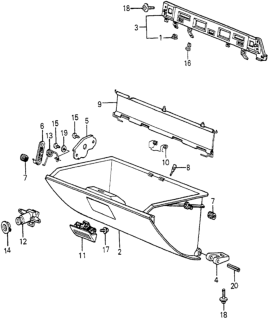 1983 Honda Accord 3 Door LX KH HMT Glove Compartment Diagram