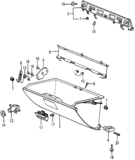 1982 Honda Accord Stay, Glove Box Hinge Diagram for 66405-SA5-000