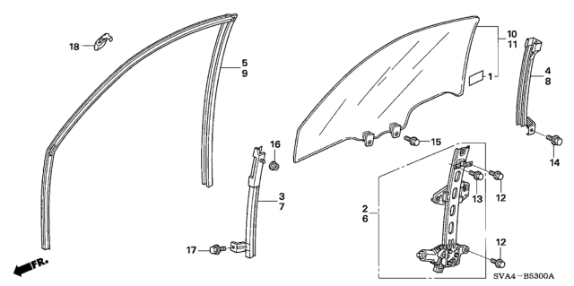 2006 Honda Civic Sash, R. FR. Door (Lower) (FR) Diagram for 72230-SVA-A01