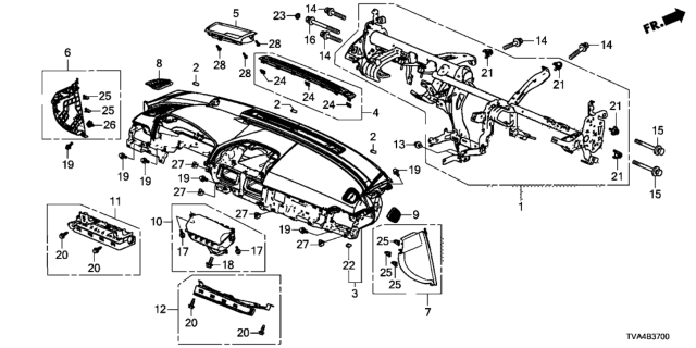 2021 Honda Accord Panel, Instrument *NH900L* (DEEP BLACK) Diagram for 77100-TVA-A10ZA