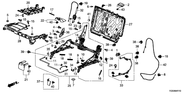 2019 Honda Passport CABLE ASSY. RECLINER Diagram for 81790-TGS-A01