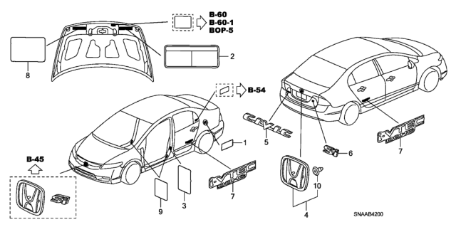 2009 Honda Civic Placard, Specification (Usa) Diagram for 42762-SNE-A90