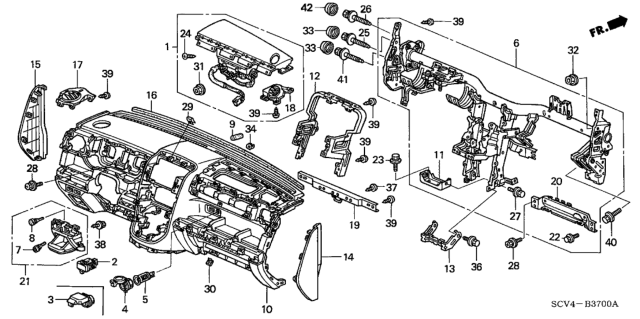 2003 Honda Element Seal, FR. Instrument Diagram for 77466-SCV-A00