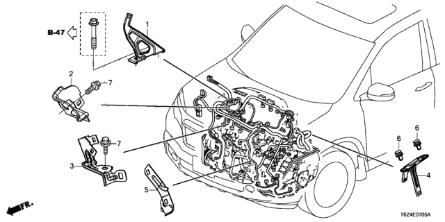 2021 Honda Ridgeline Engine Wire Harness Stay Diagram