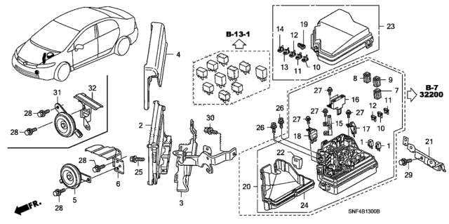 2010 Honda Civic Control Unit (Engine Room) Diagram 1