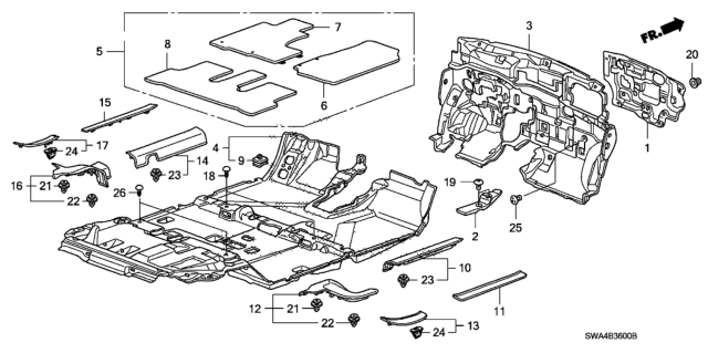 2010 Honda CR-V Floor Mat Set *YR336L* (CHEEK BROWN) Diagram for 83600-SXS-C03ZD