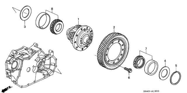 1999 Honda Accord Differential Diagram for 41100-P7X-A00