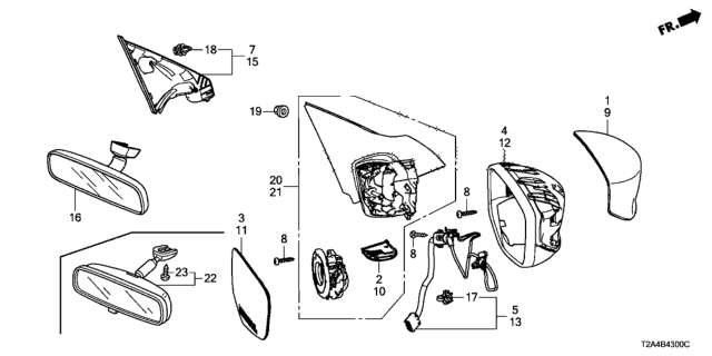 2015 Honda Accord Skullcap L (Hematite Metallic) Diagram for 76251-T2F-A11ZF