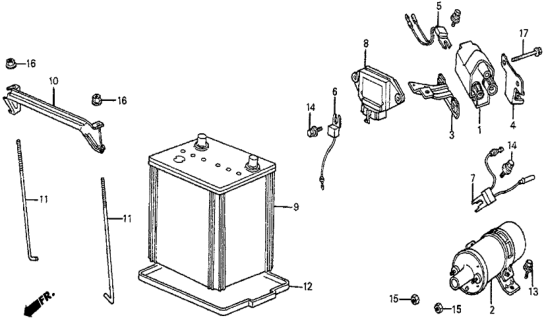 1987 Honda Prelude 2 Door DX KA 5MT Ignition Coil - Battery Diagram