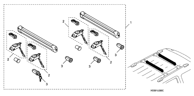 2017 Honda HR-V Ski And Snowboard Attachment - Roof Rack Diagram