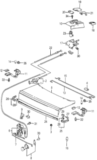 1984 Honda Accord 4 Door STD KA 4AT Trunk Lid Diagram